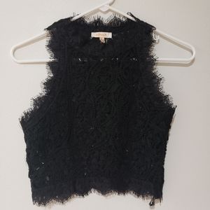 A.Peach Black Lace Crop Top S